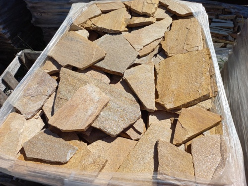 Плитняк златолит жёлтый золотистый для отмостки купить в Талице